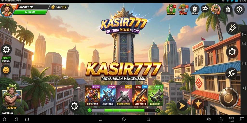 Tampilan gameplay KASIR777 dengan grafik yang mendetail dan menara pertahanan aktif.
