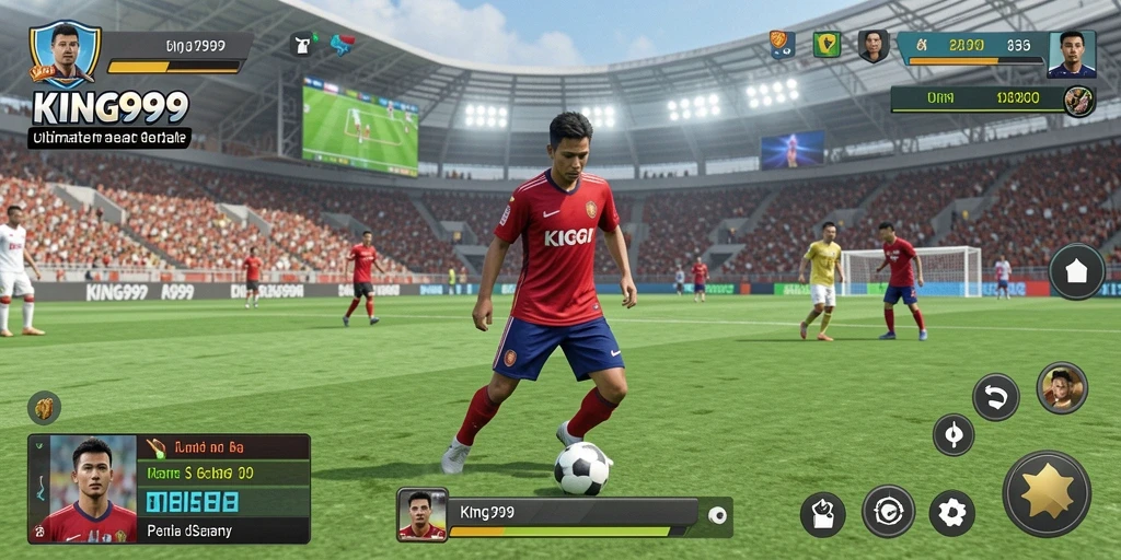 Tangkapan layar KING999 menunjukkan aksi seru dalam permainan sepak bola.