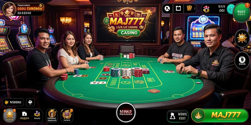 Tampilan antarmuka Live Casino MAJ777 yang menarik dan interaktif.