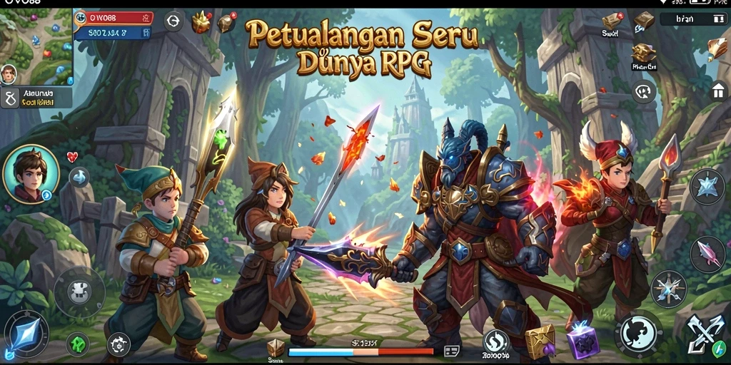 Screenshot OVO88 menampilkan momen seru dalam pertempuran RPG.