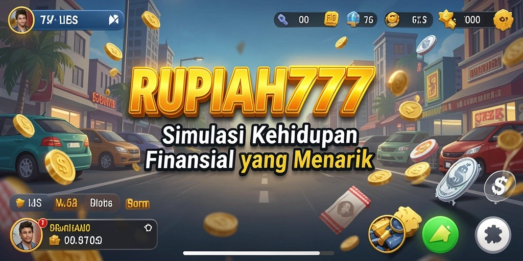 Tampilan layar utama gameplay RUPIAH777 dengan elemen simulasi keuangan.